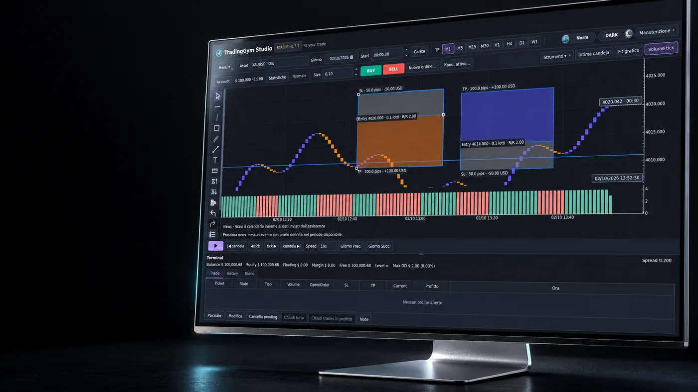 Concept fotografico del programma TradingGym Studio su monitor