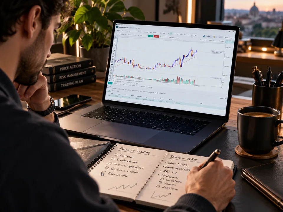 Prepara: sessione TradingGym, studio del grafico e piano di trading