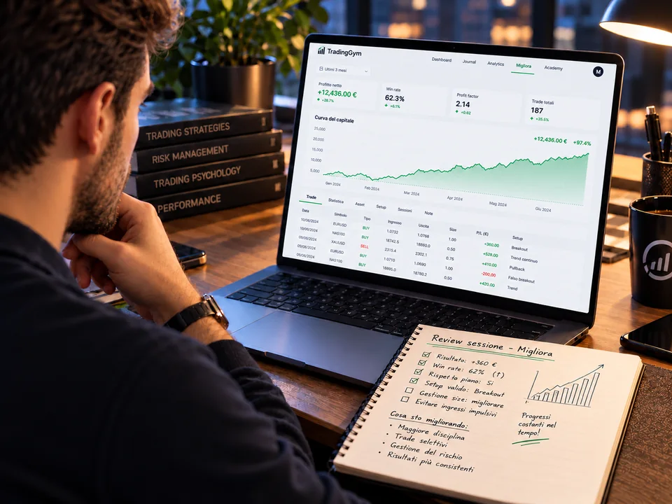 Migliora: revisione del trading, curva di equity crescente e note operative